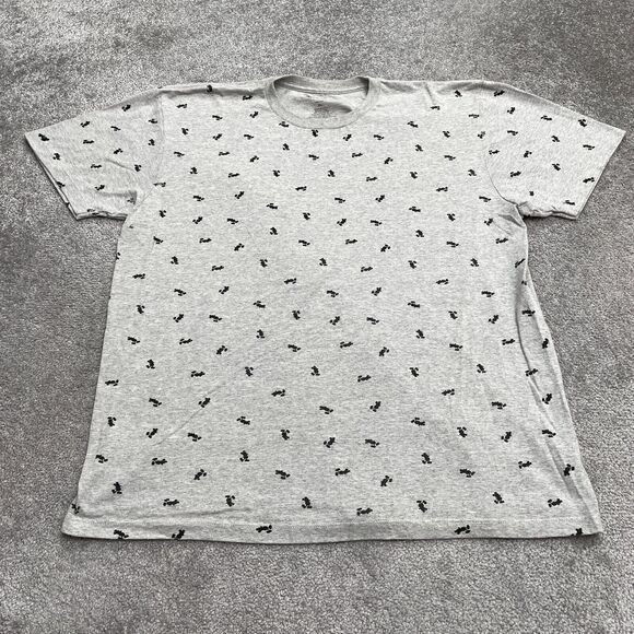 Disney Mickey Mouse T-Shirt Mens XL Gray All Over Print Textured Casual Crew Tee - Picture 1 of 8